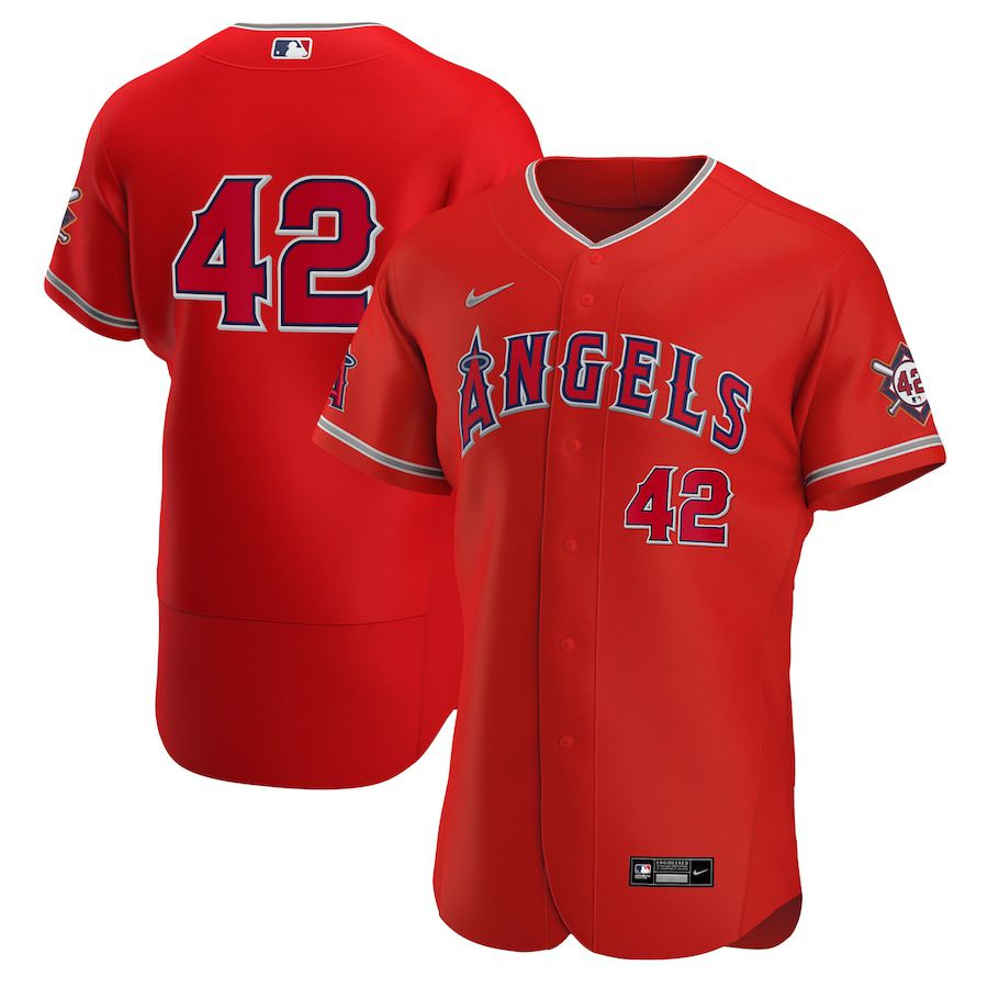 Mens Los Angeles Angels 42 Nike Red Alternate Jackie Robinson Day Authentic MLB Jerseys
